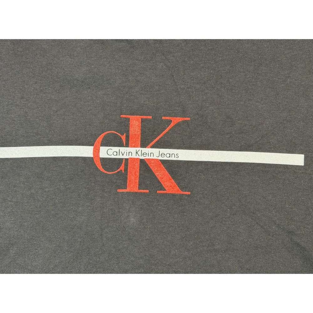 VTG Calvin Klein Mens XXL Black Short Sleeve Crewneck Tee Shirt Logo Graphic NWT - Picture 2 of 7